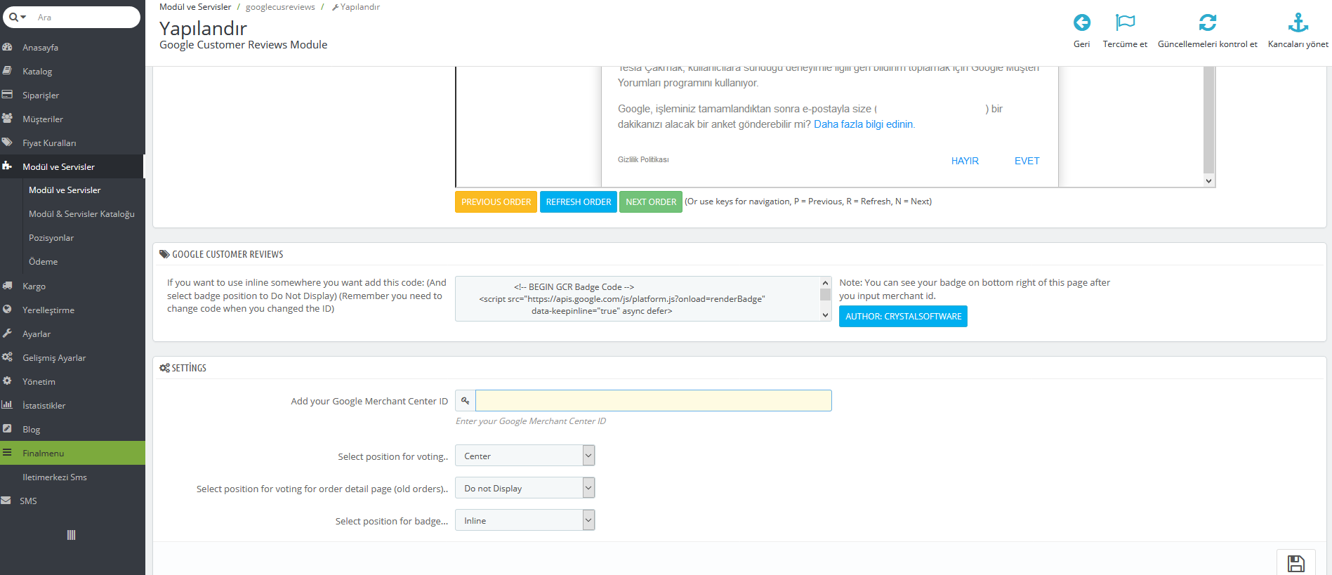 Prestashop Google Customer Reviews Merchant Center Module with Fake Survey Send Old Orders