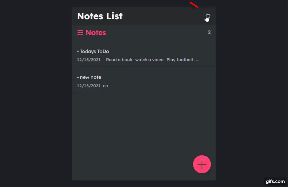 Notes app Demo