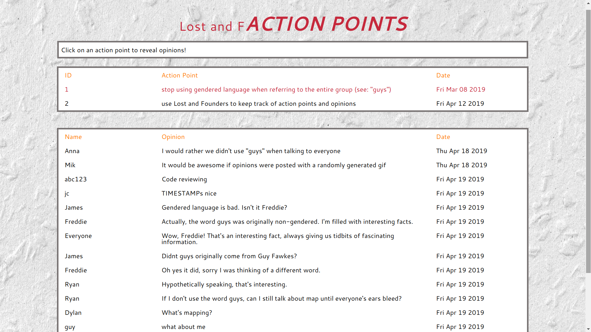 Lost and FACactions page