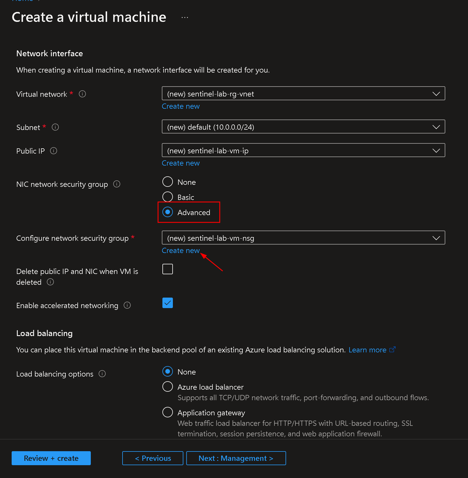 Settings for Networking of VM