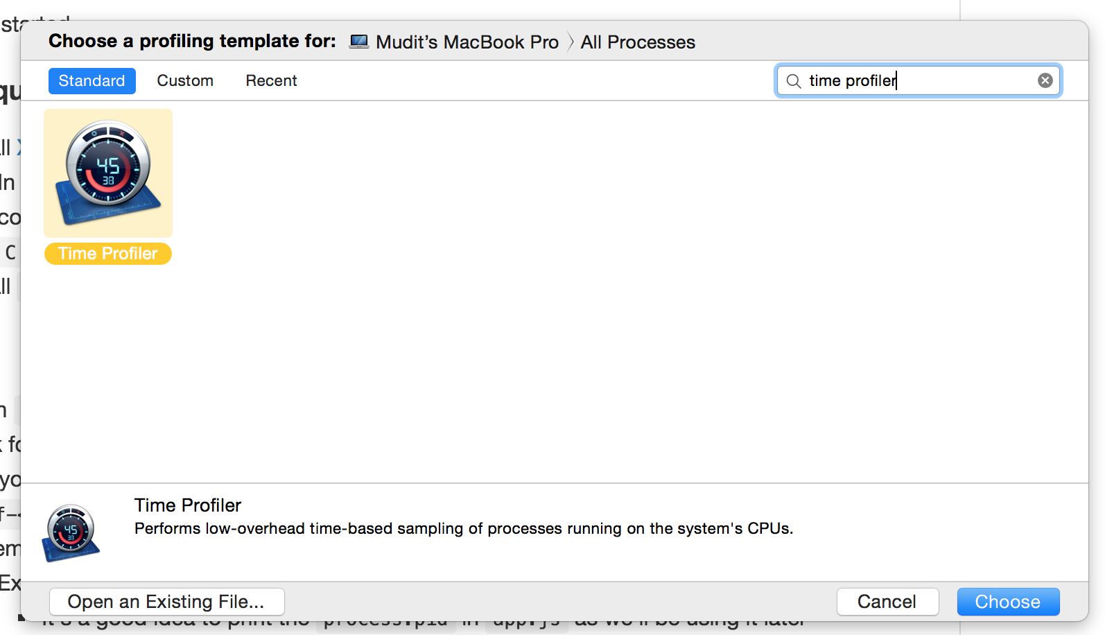 Time Profiler in instruments.app