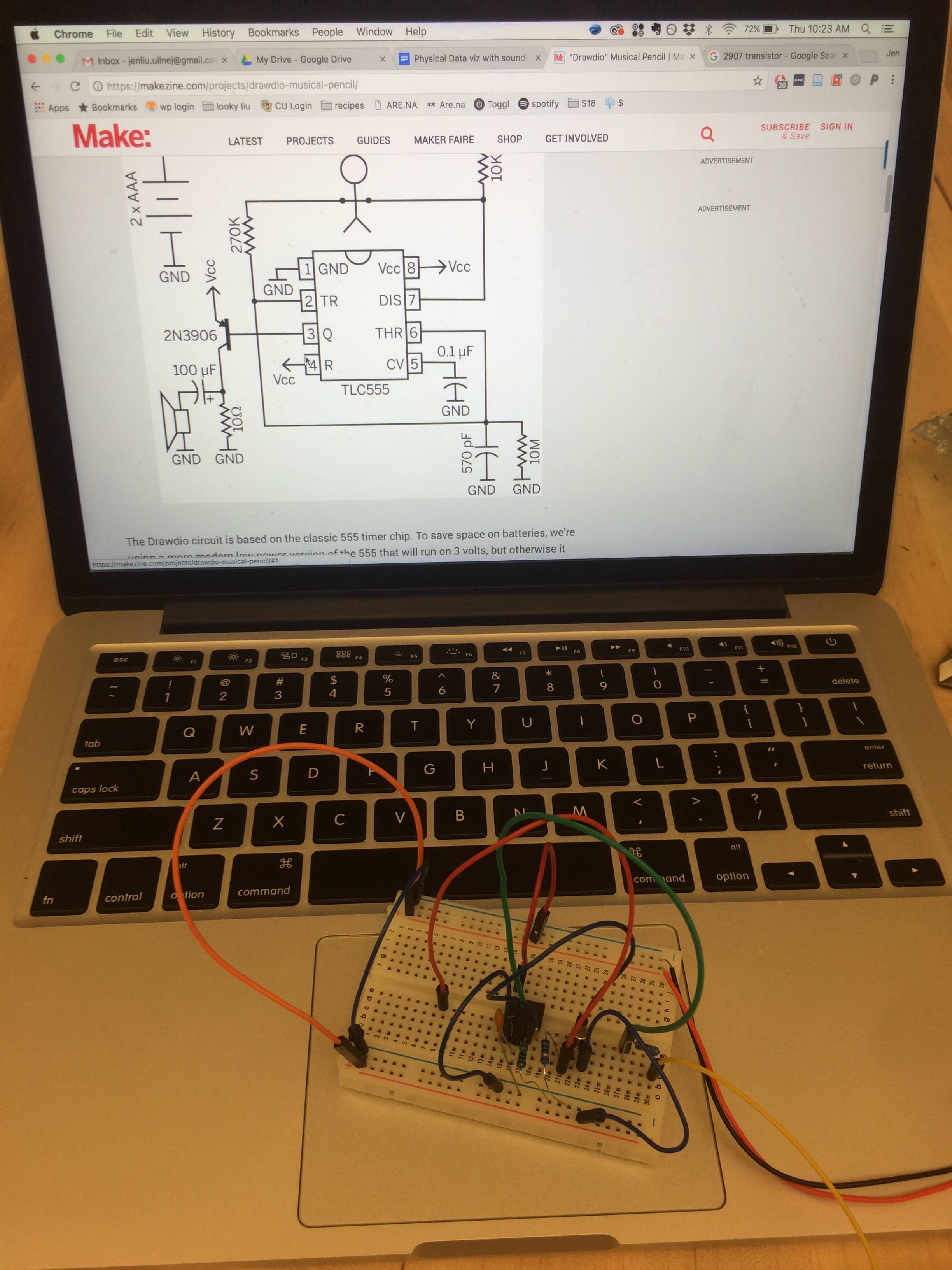 Circuit diagram and breadboard