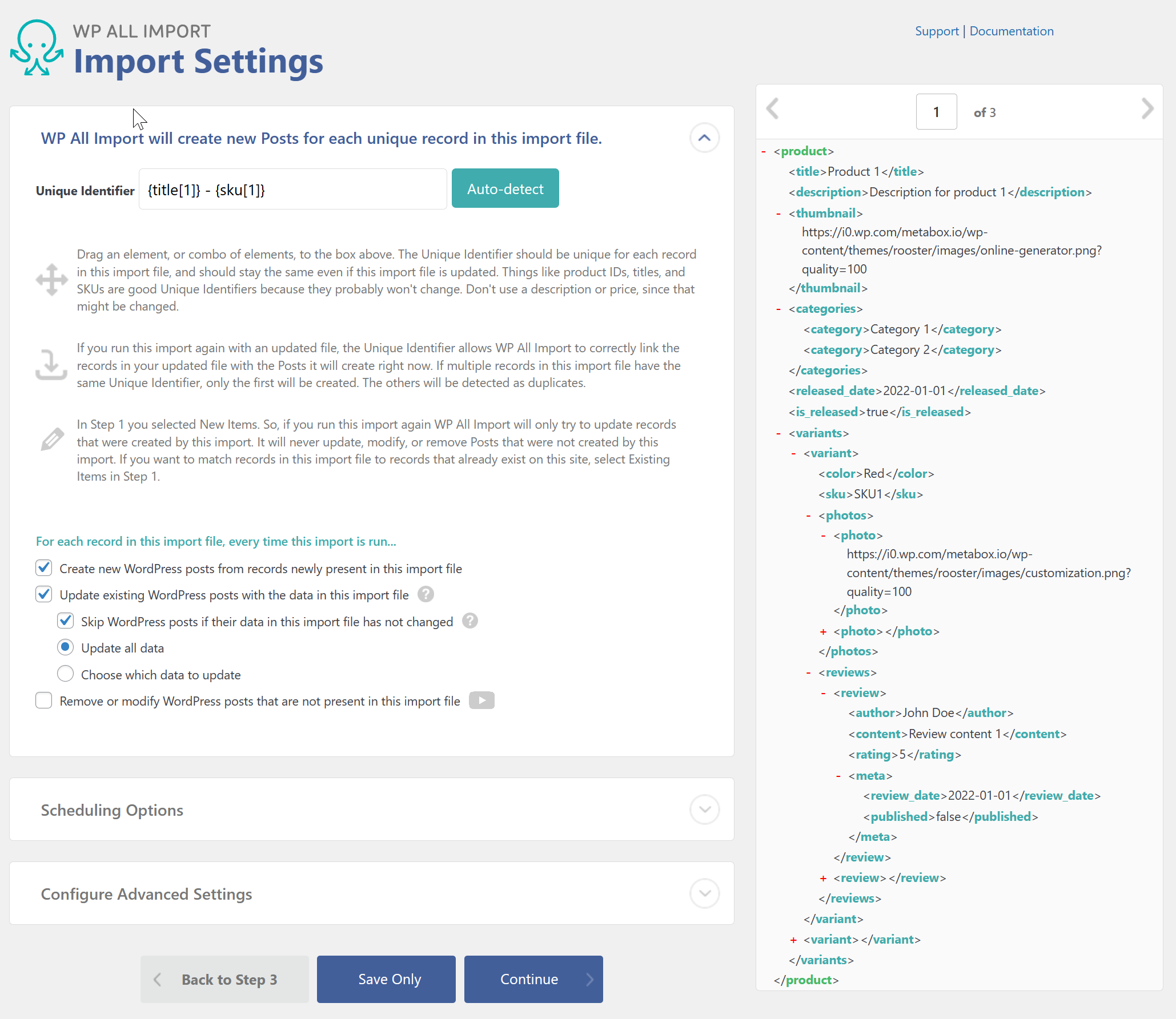 Import Settings