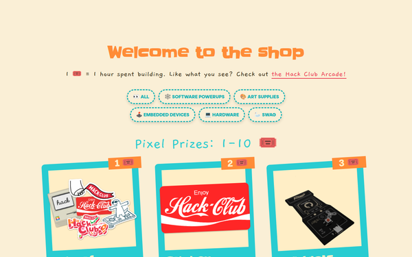 Screenshot of /arcade/shop