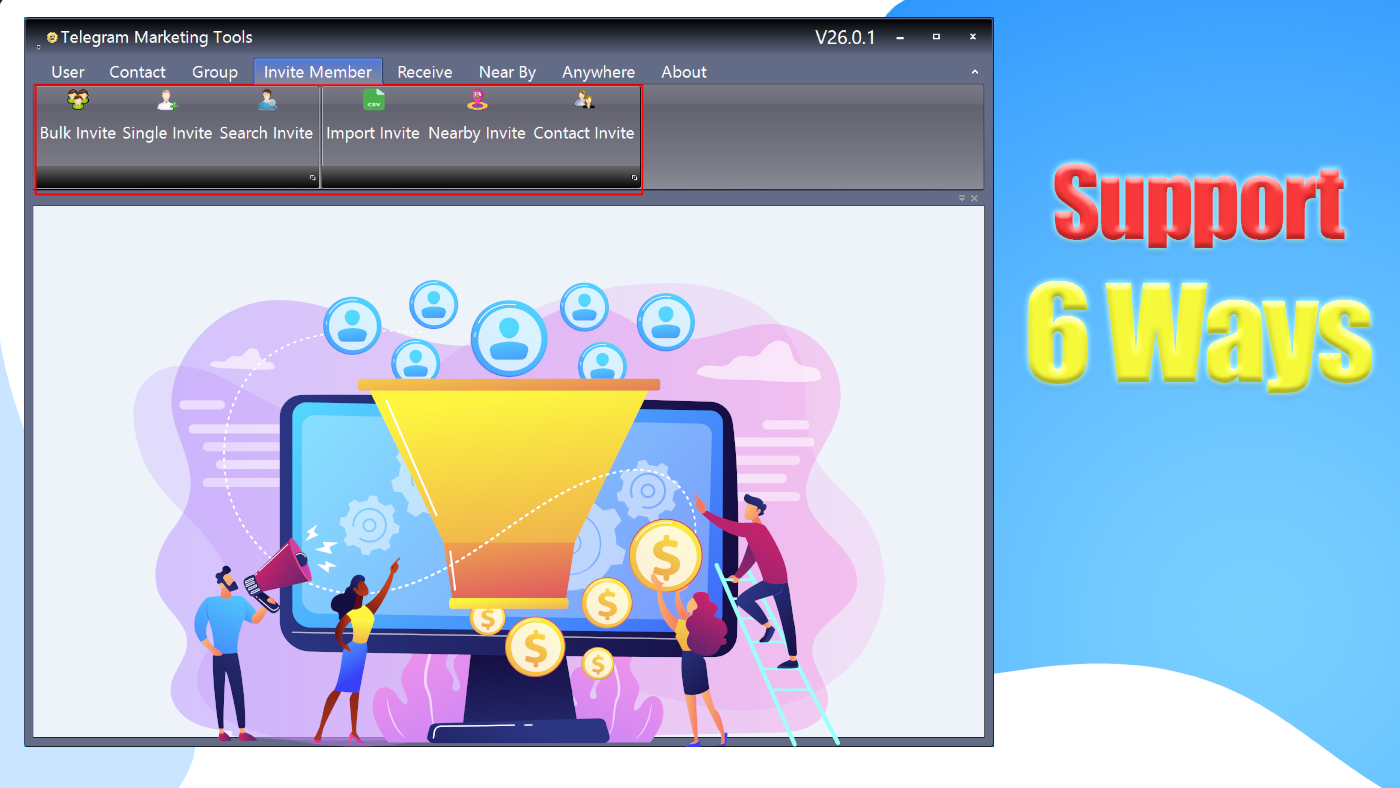 Telegram Marketing Tools Bulk Scraper/Extract/Add/Search/Invite Member|Join Group 45.1.1