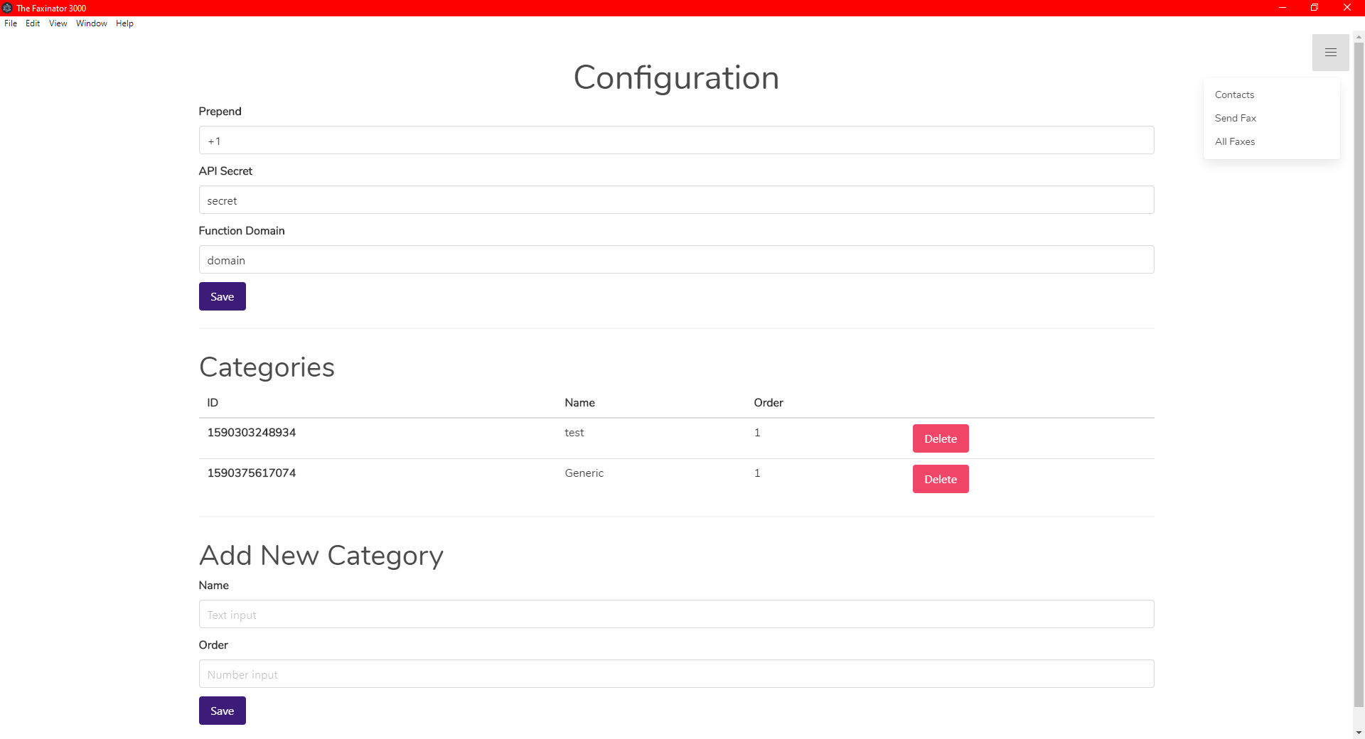 Config Page