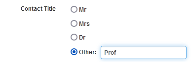 'Other' option for a custom entry not in list