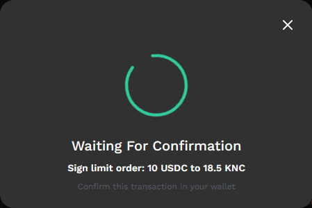 Transaction pending confirmation