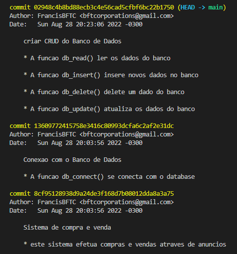 Git log dos arquivos