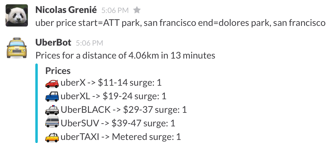 Screenshot Uber estime ATT Park to Dolores