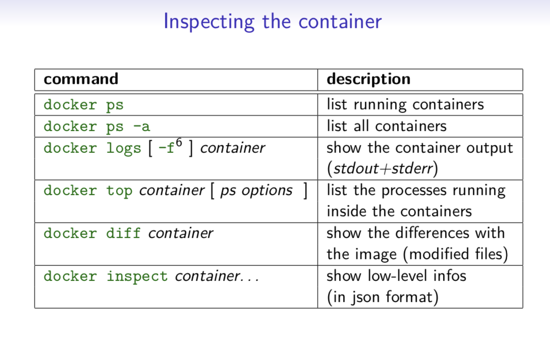 Inspecting the Container