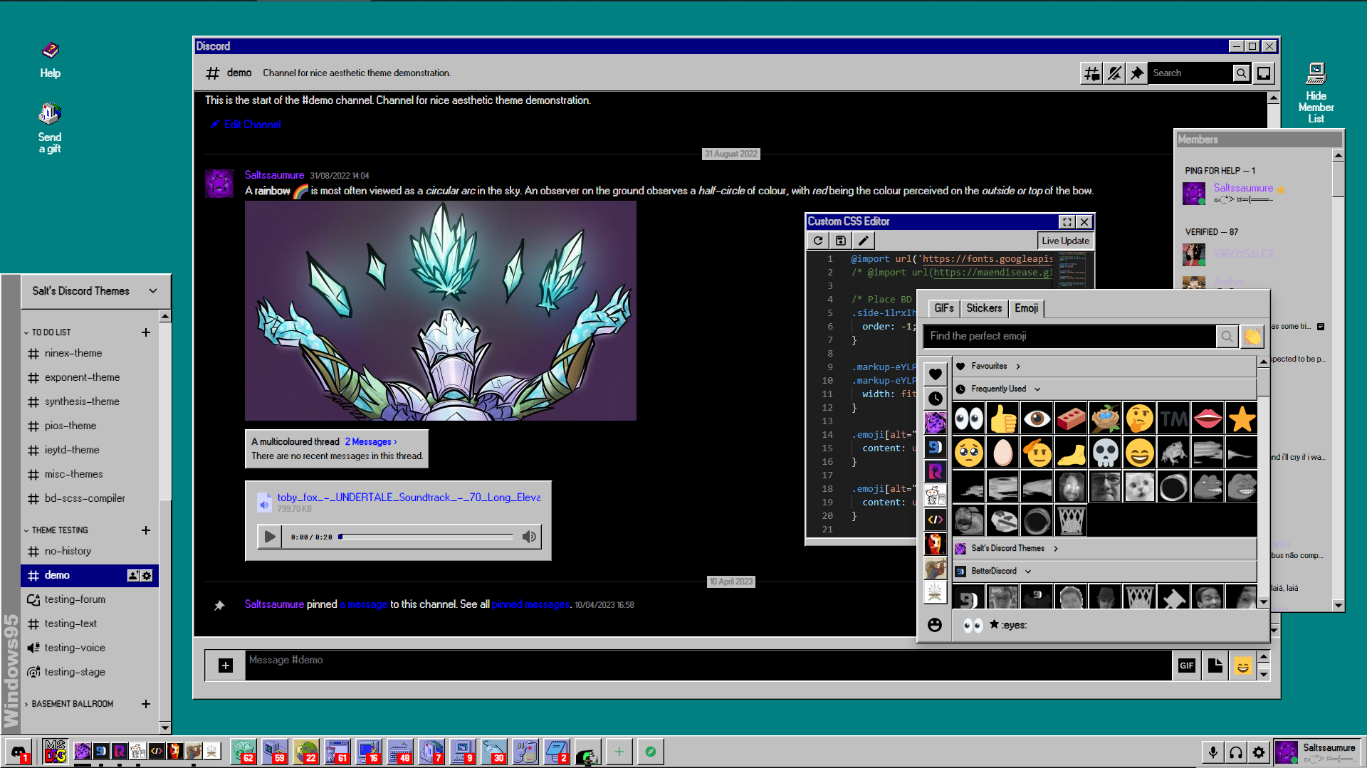 Screenshot of NineX light mode applied to Discord