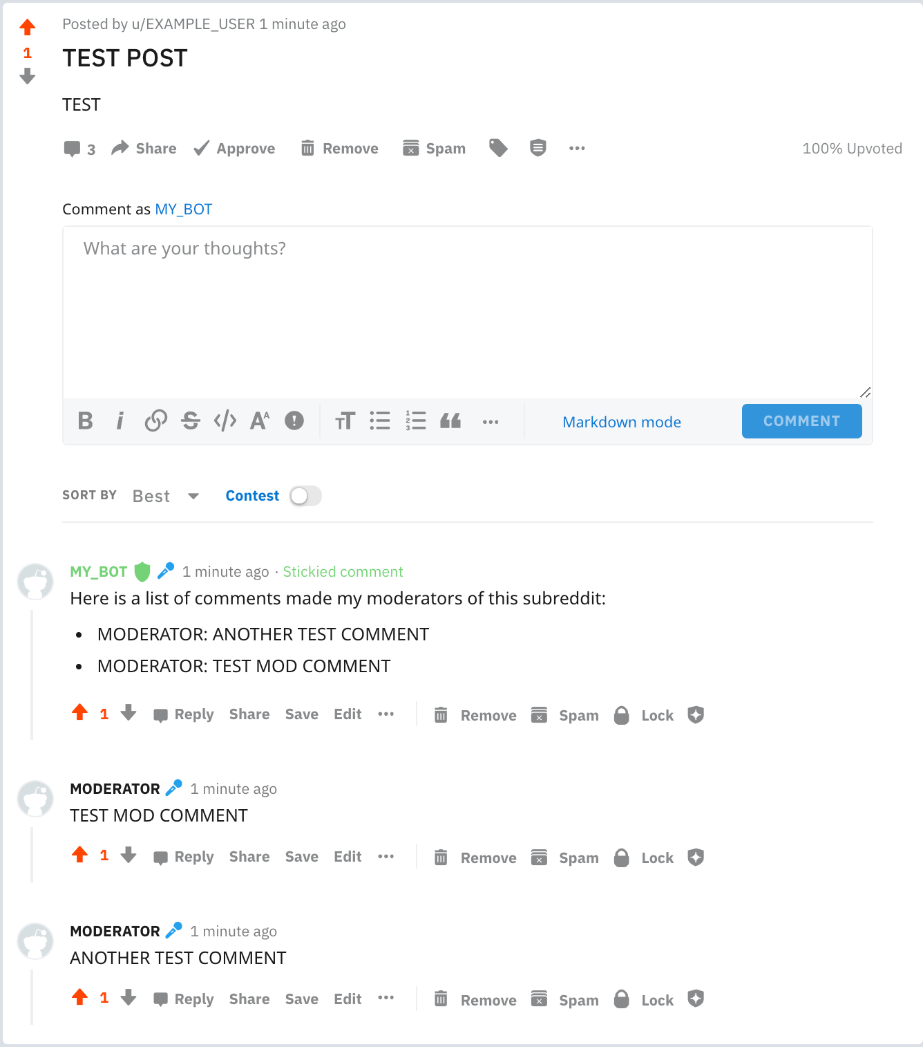 MOD COMMENTS