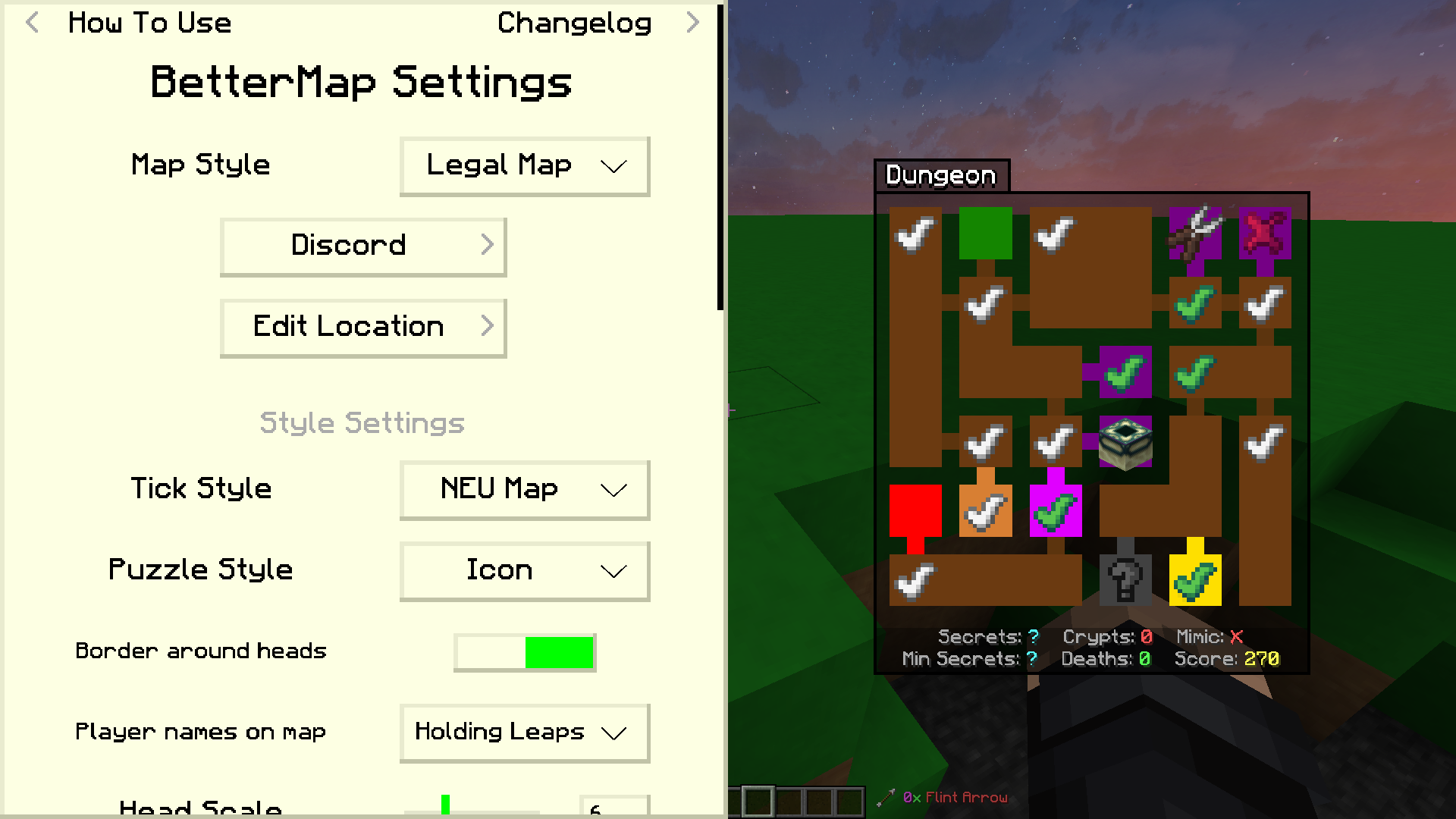 Image of map and settings menu