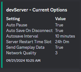 Server Options Embed