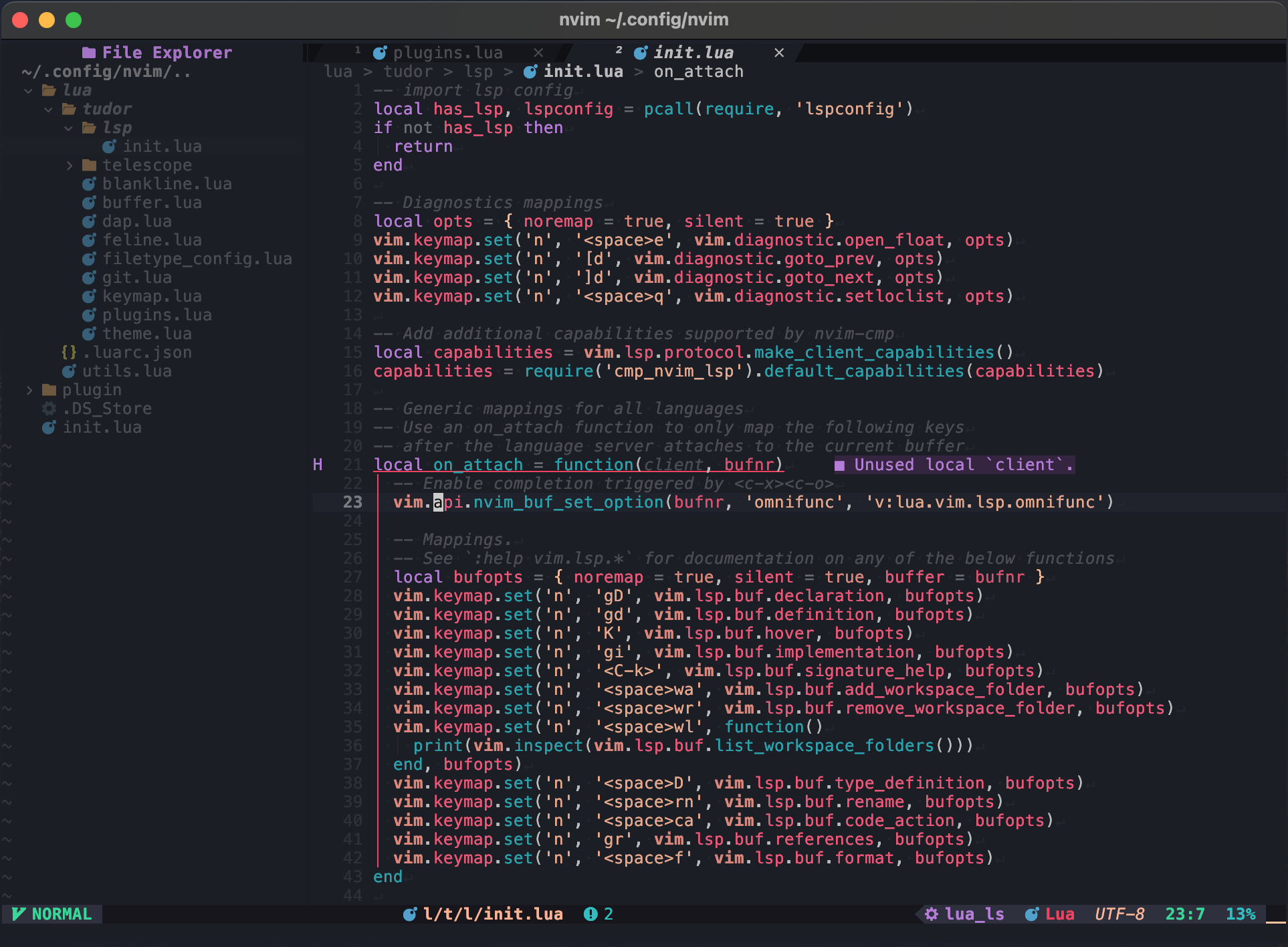 Screenshot of Neovim with LSP