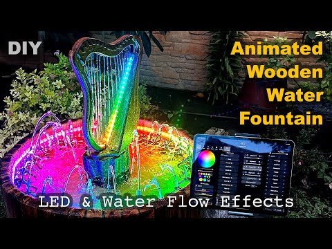 Animated Wooden Water Fountain with LED & Water Flow Effects