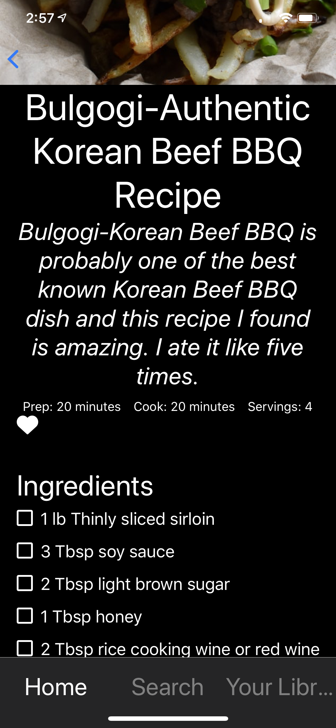 image of recipe detail