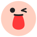 TikTok emote of a pink face sticking out its tongue, [funnyface]