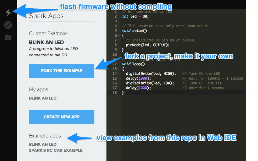 browse, flash, and fork Spark Core firmware