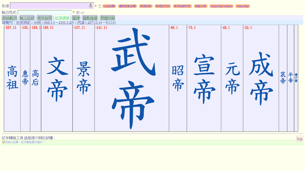 紀年轉換工具加上時間軸線圖年代刻度。