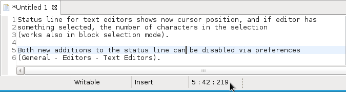 selection offset