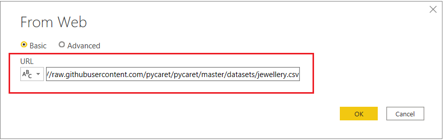 Power BI Desktop → Get Data → Other → Web