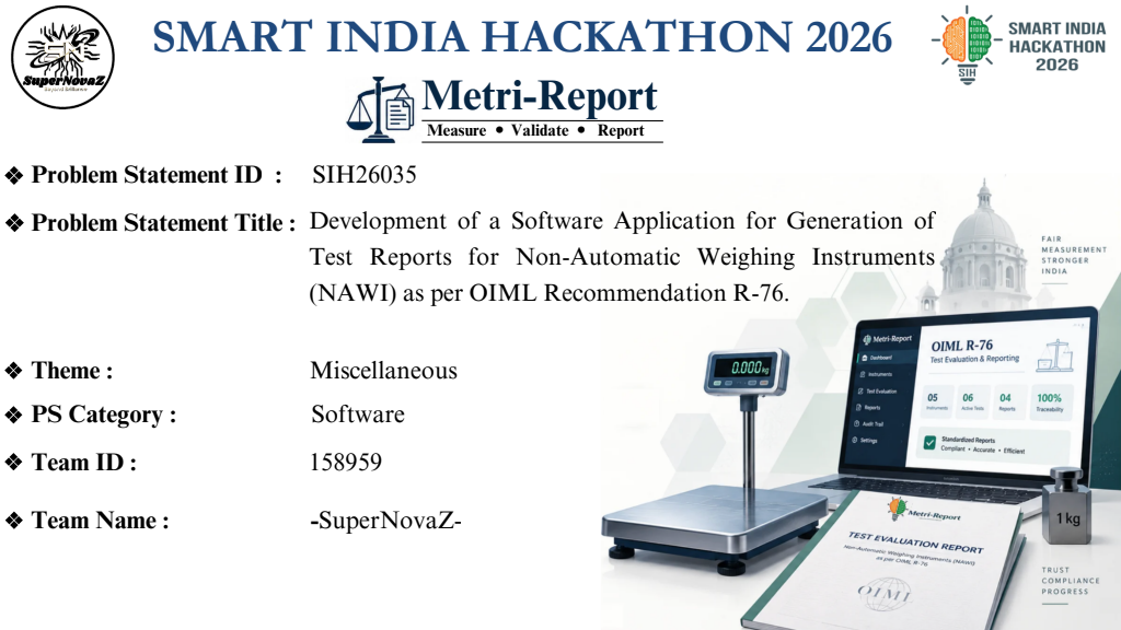 Metri-Report Smart India Hackathon 2026 Presentation