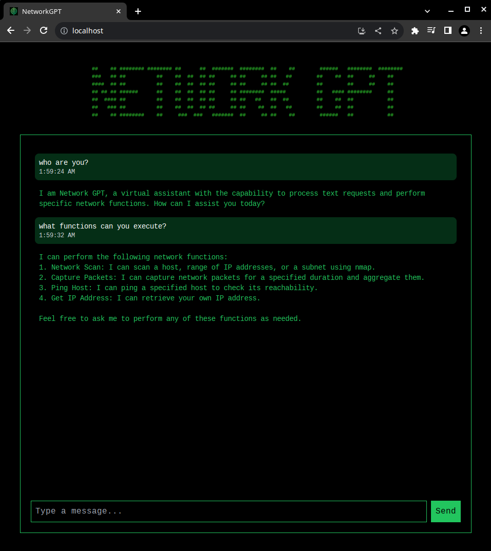 NetworkGPT screen