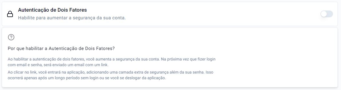 Toggle Autenticação de Dois Fatores