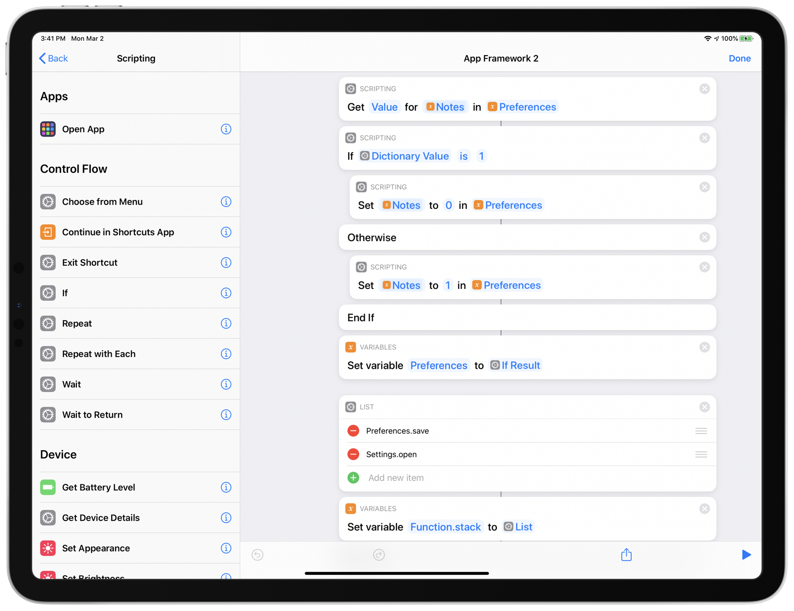 Calling Set Variable and Preferences.save pseudo-function when saving preferences.