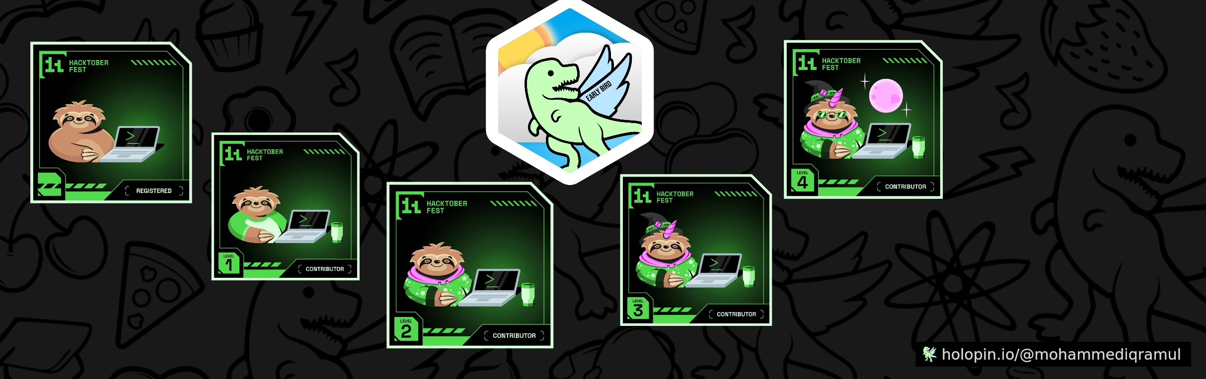 An image of @mohammediqramul's Holopin badges, which is a link to view their full Holopin profile