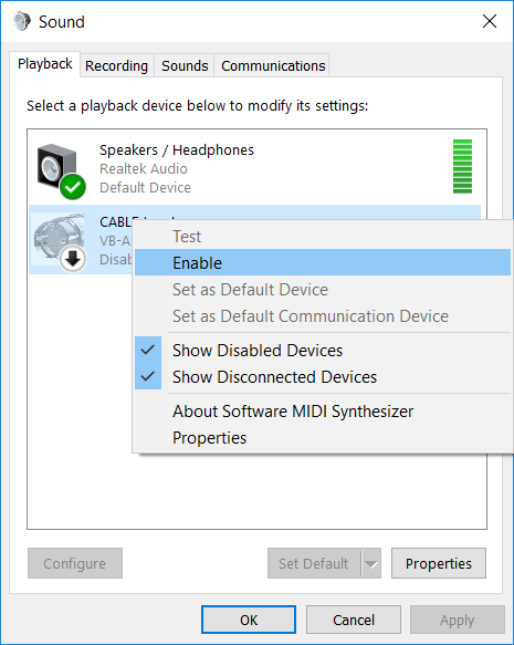 VBCable Configuration