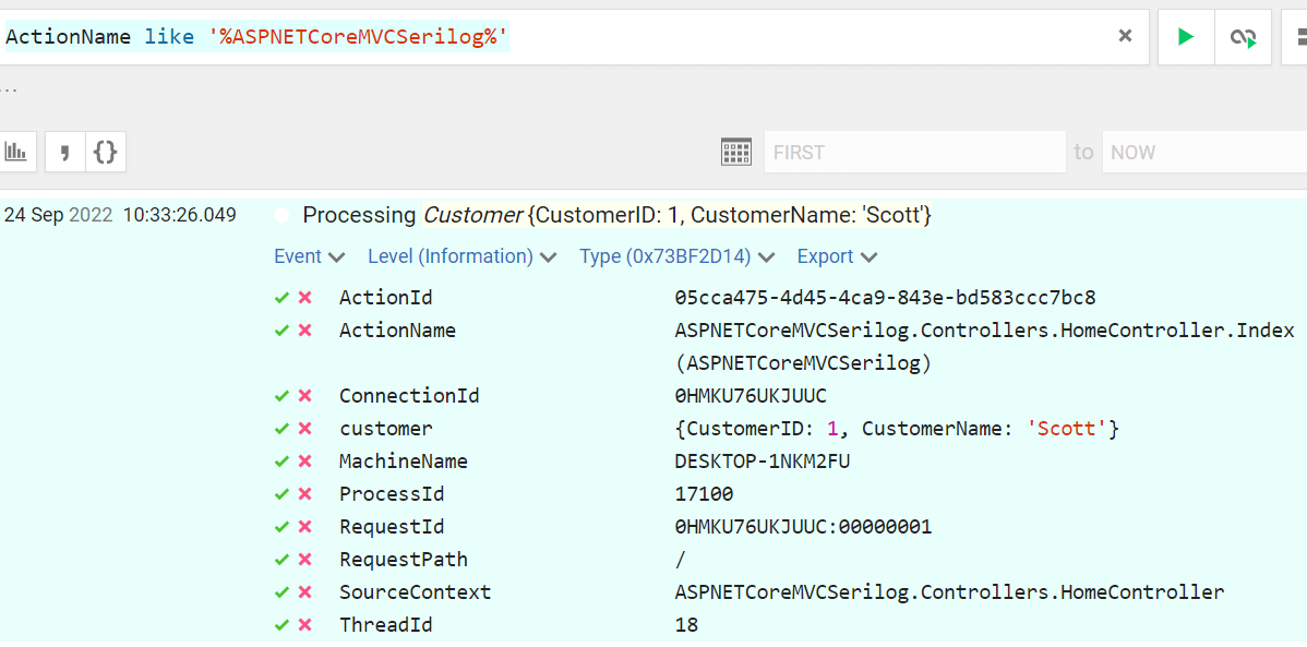 ASP.NET Core Serilog Seq