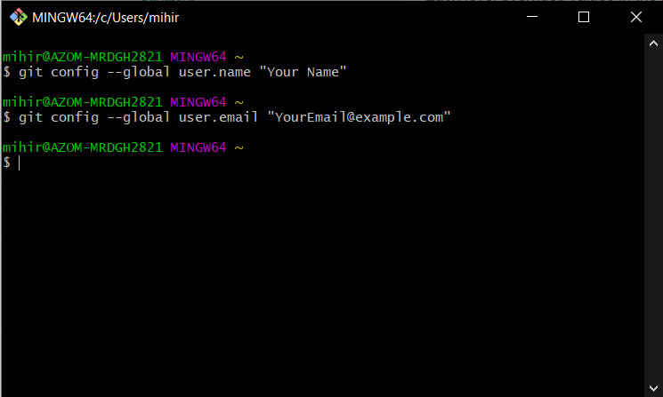 Configuring Git using Git Bash