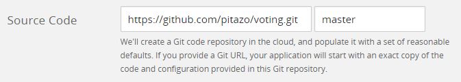 Fill your Git URL and your branch name