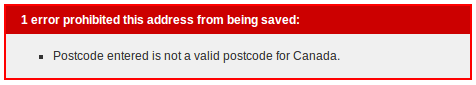 An example Postoffice error message