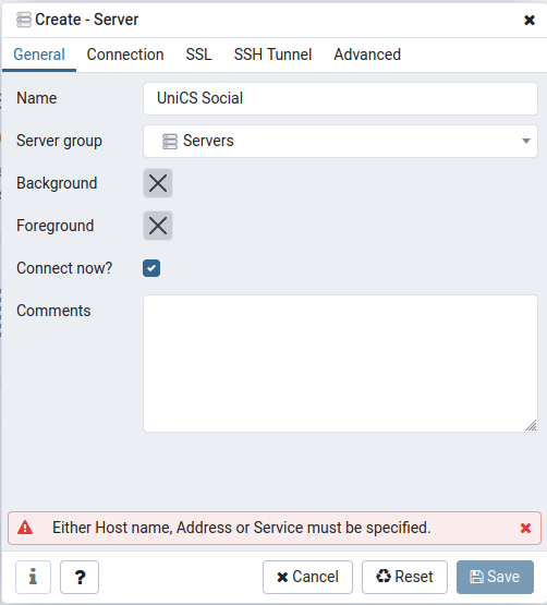 Add Server -> General
