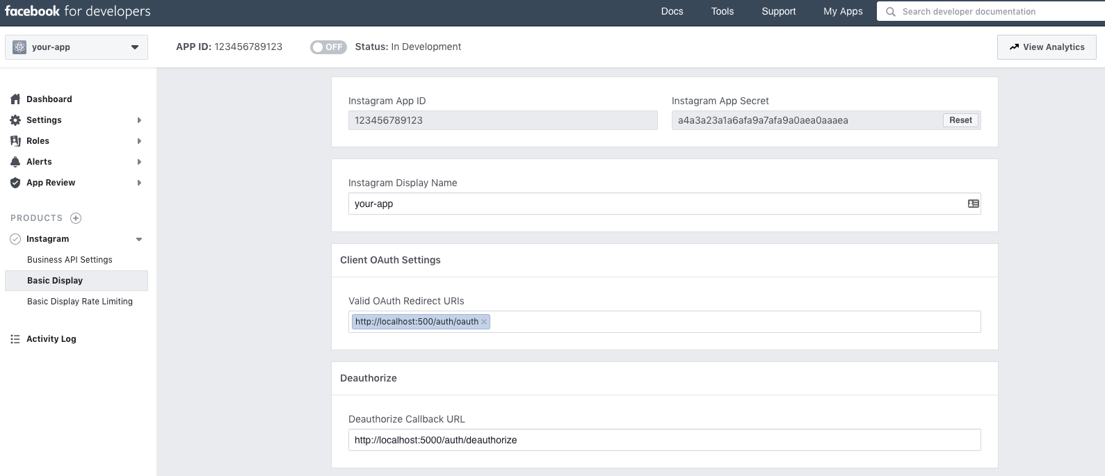 Facebook and Instagram Credentials