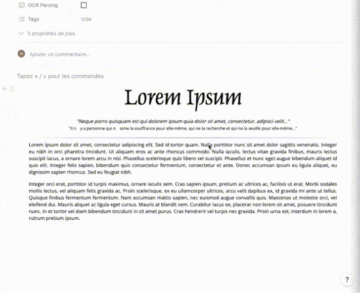 gif of automatic text recognition by caption in Notion - From Marc GUYARD
