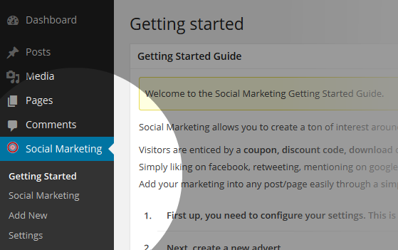 Social Marketing Menu