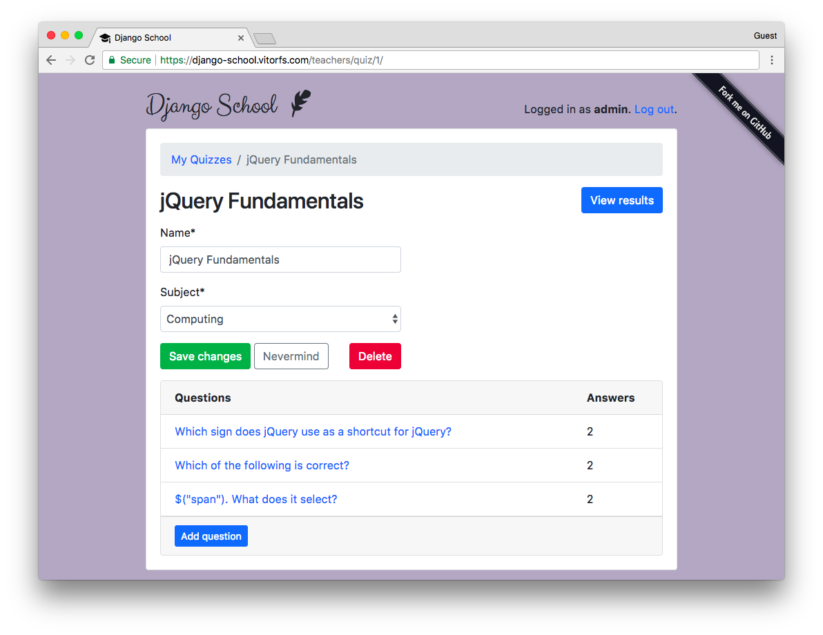 Django School Screenshot