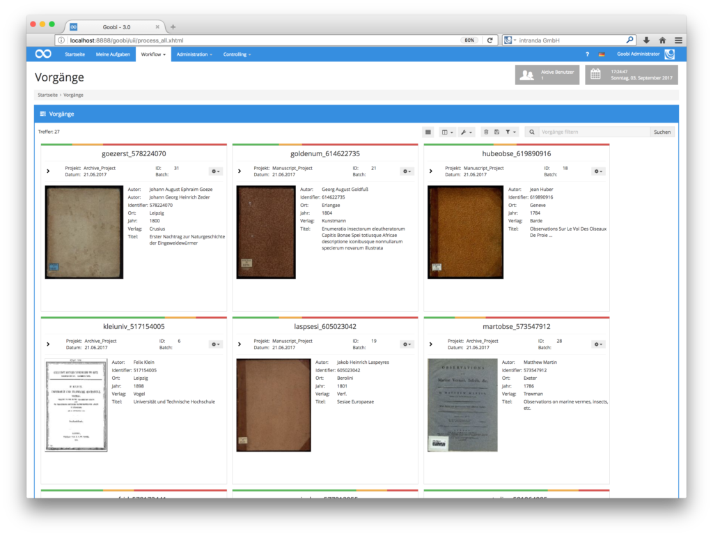 Goobi 3.0 - Neuer Gridview für Vorgänge