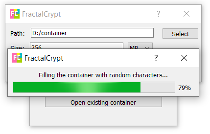 Creating new container window screenshot