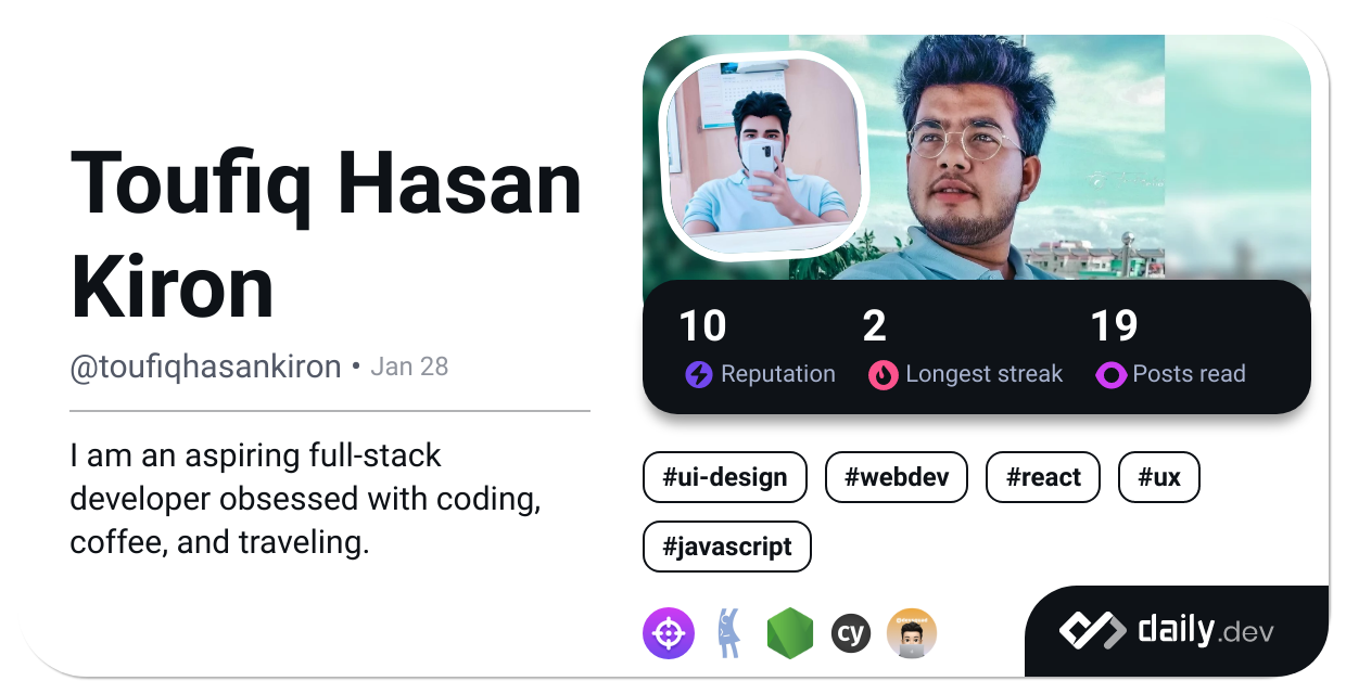 Toufiq Hasan Kiron's Dev Card