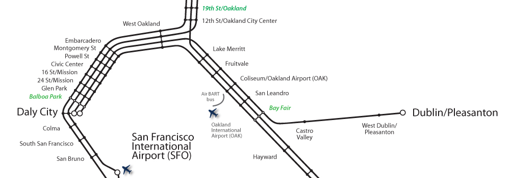 BART System Map in (almost) black and white 