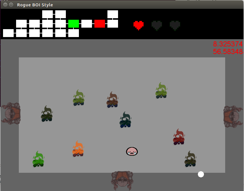 First and ugly screen, using Binding of Isaac sprites