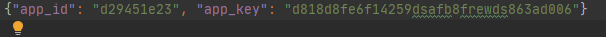 A JSON containing the made-up app ID and key