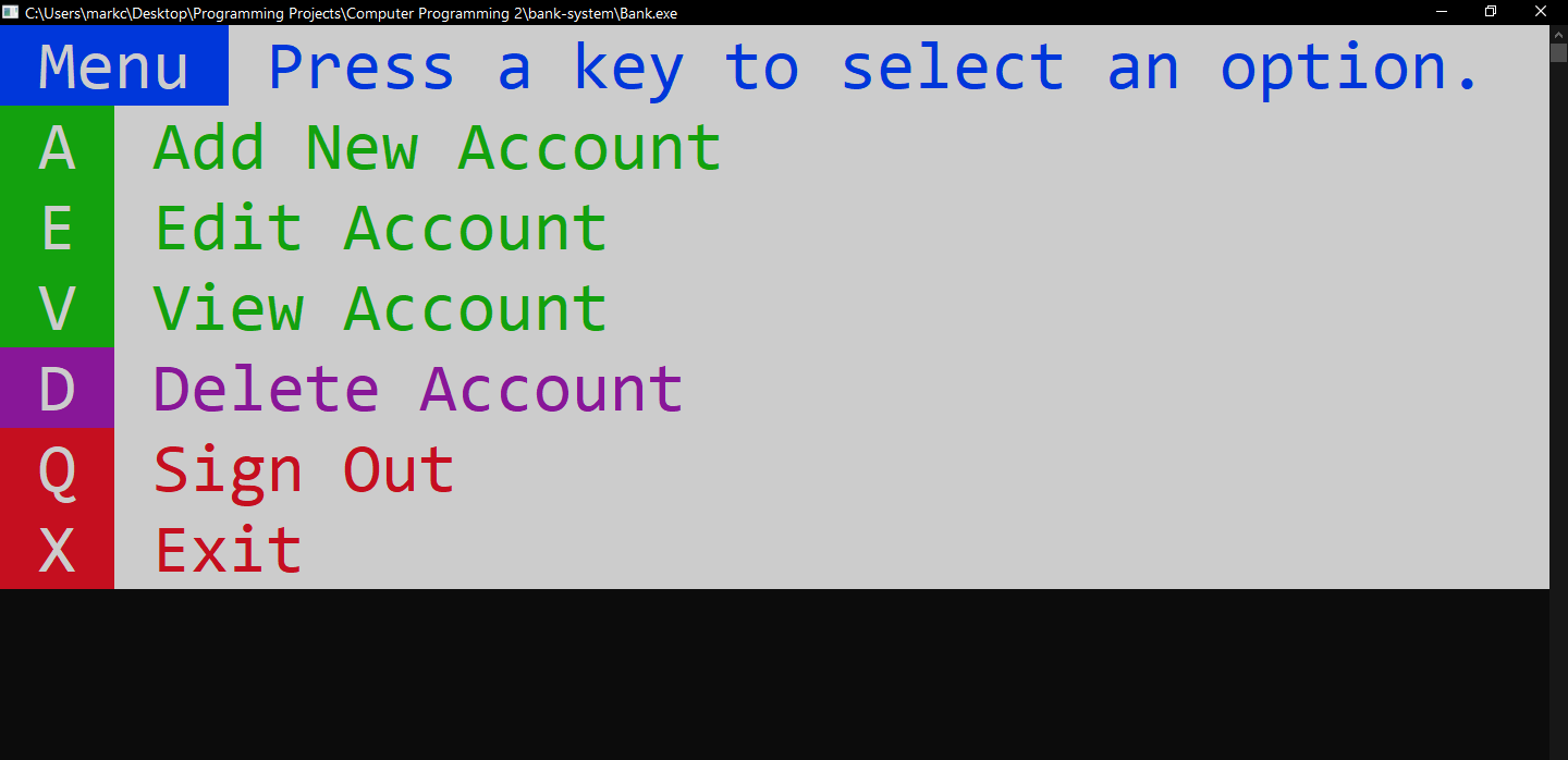 Bank System with File Handling