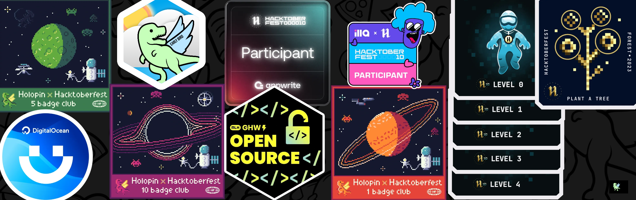 An image of @heygauri's Holopin badges, which is a link to view their full Holopin profile